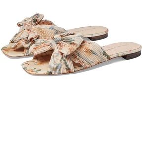 Loeffler Randall Daphne floral pleated bow slides flats